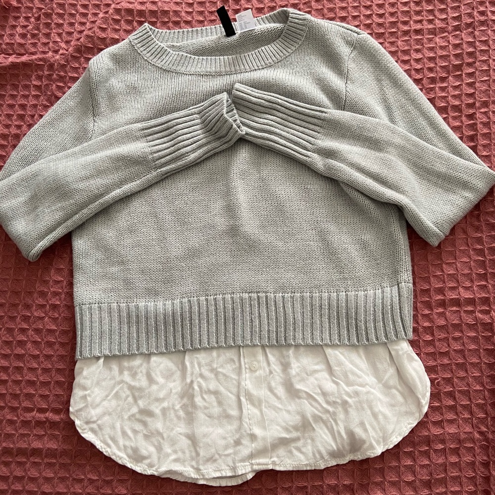 Gray Sweater with button-up detail